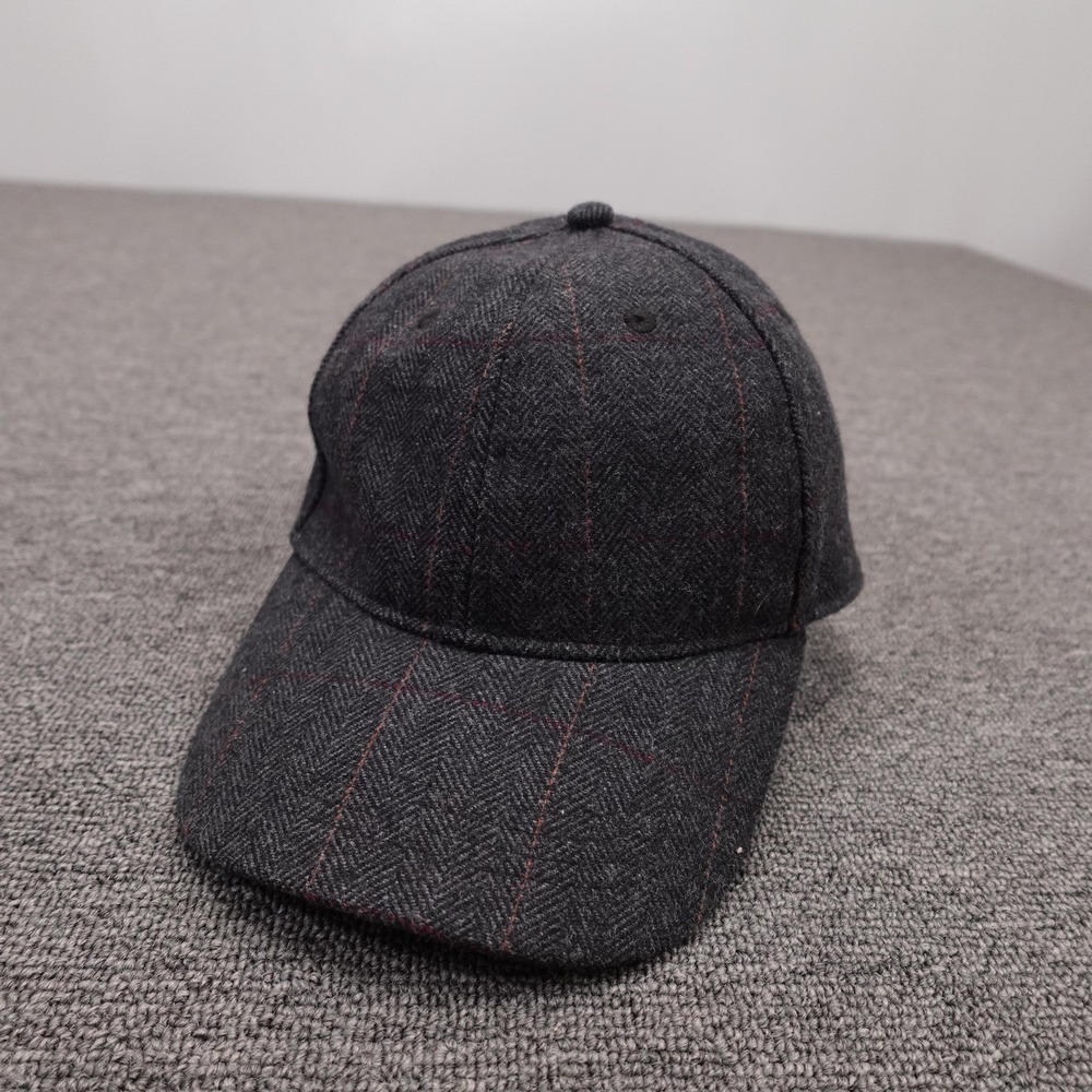 Quagga Hat Cap Strap Back Mens One Size Gray Herringbone Tweed Underbrim Floral
